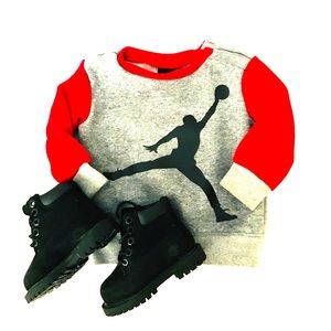 Timberland Black Toddler Boots & Jordan Shirt